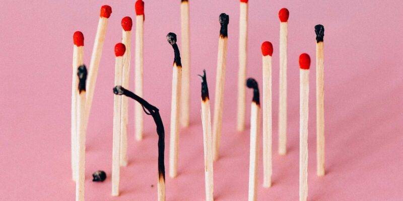 Group of matches, some are burned